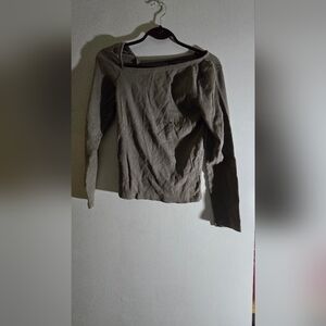 GAP Brown Long Sleeve Asymmentrical Top
